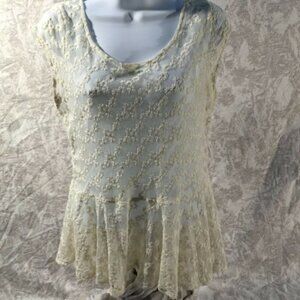 AMERICAN EAGLE White Lace Overlay Zipper Back M